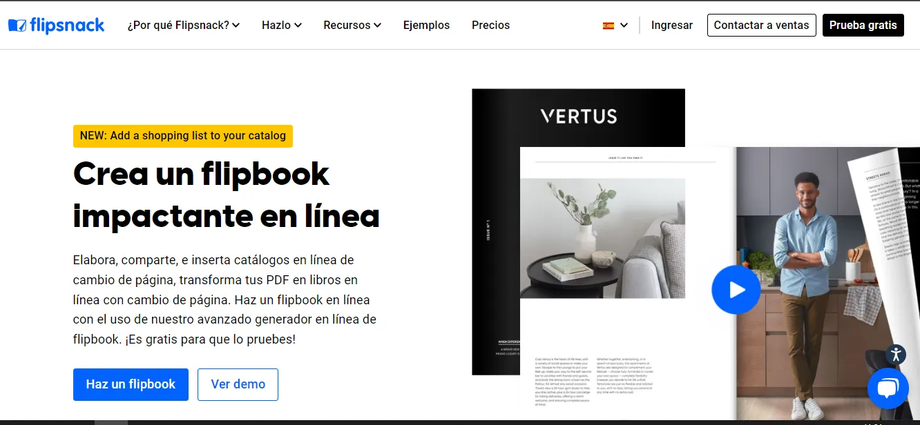 Flipsnap pantalla de inicio
