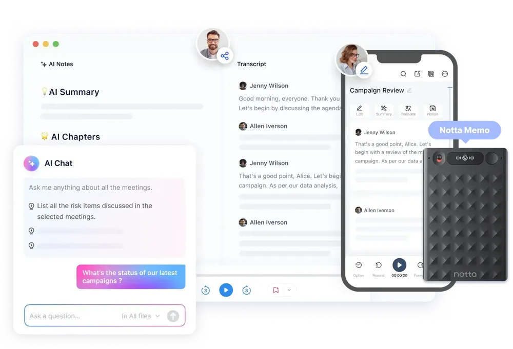 Notta con grabador de voz
